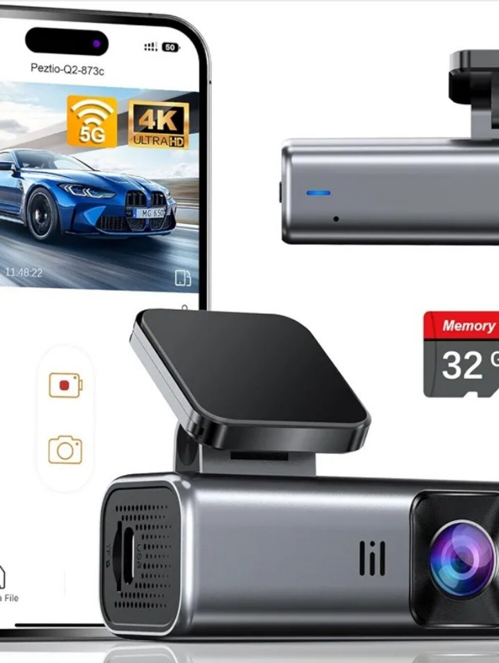 Q2 Dash Cam in Silver and Black with 5G WiFi - Sealed In Box